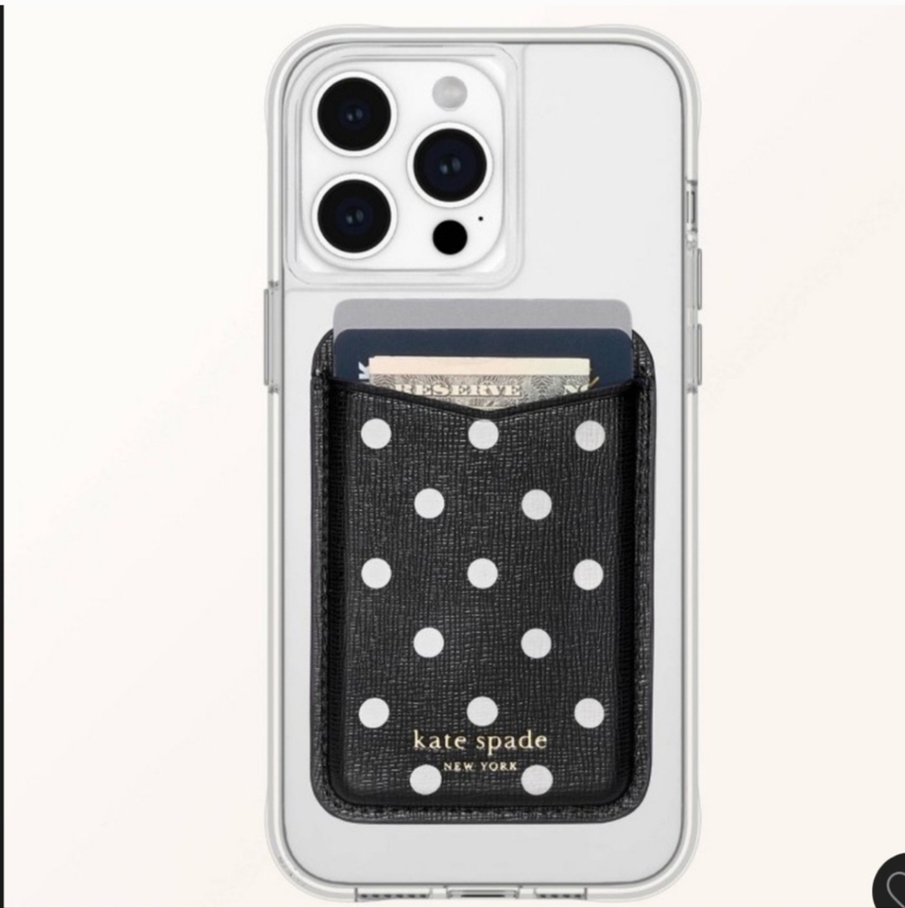 Kate Spade x Target Black Polka Dot Magnetic Phone Card Holder NWT/NIB - Picture 4 of 6